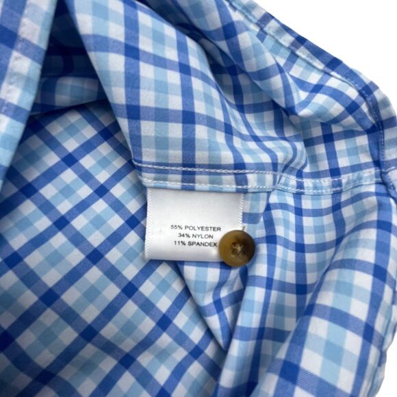 Peter Millar Performance Shirt XXL Blue Check Roll Tab Seaside Plaid Vented NWT - Picture 7 of 14